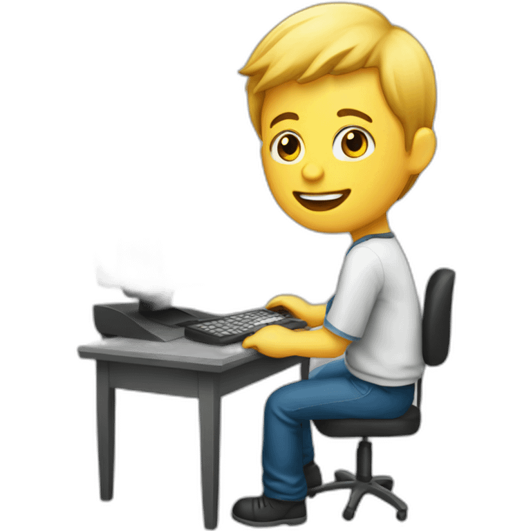 Boy-earning-money-whit-computer emoji