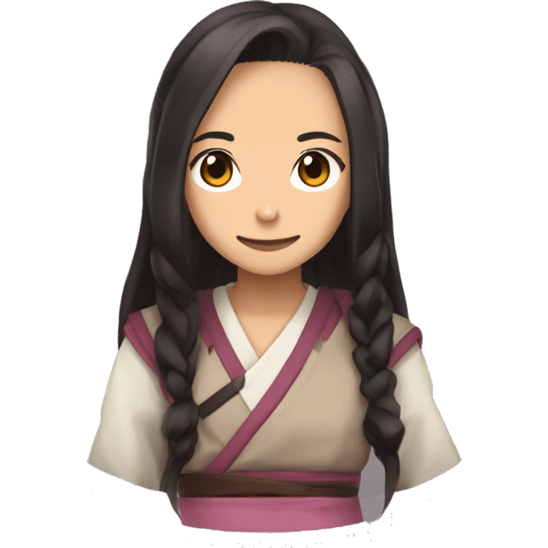 Generate an emoji of Nezuko from the anime show Demon Slayer but with medium-brown skin tone emoji