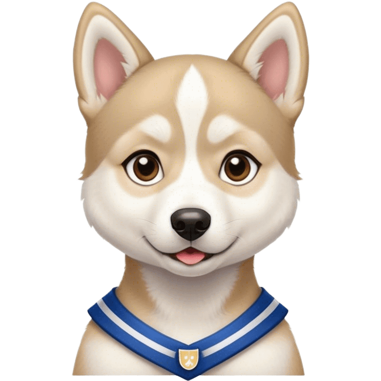 Cute puppy university husky with uniform emoji