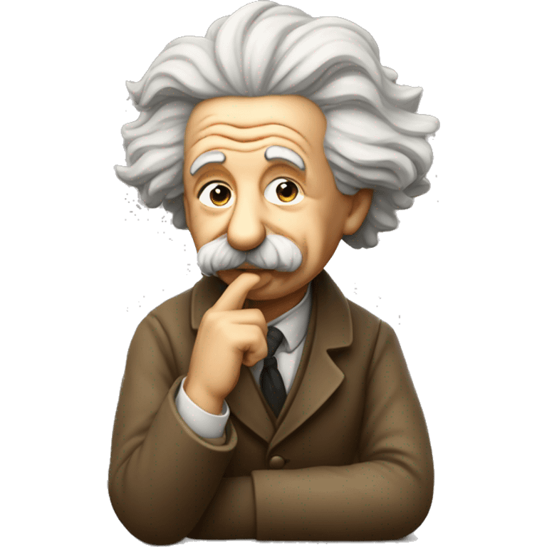 sitting philosopher albert einstein lean on hist fist emoji