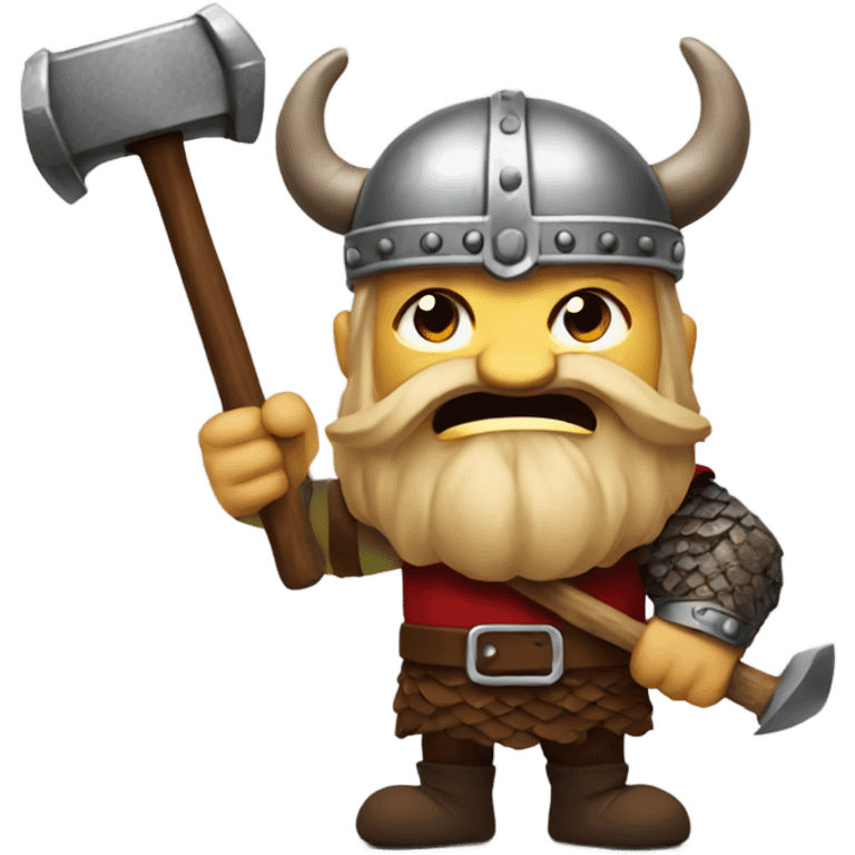 Angry Viking With red ban hammer  emoji