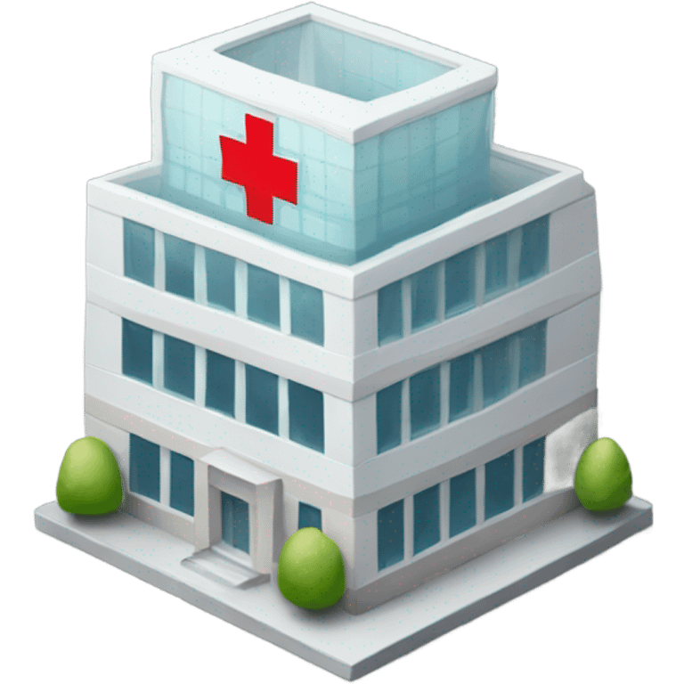 Glass hospital with the name “Saint Joseph” in red emoji