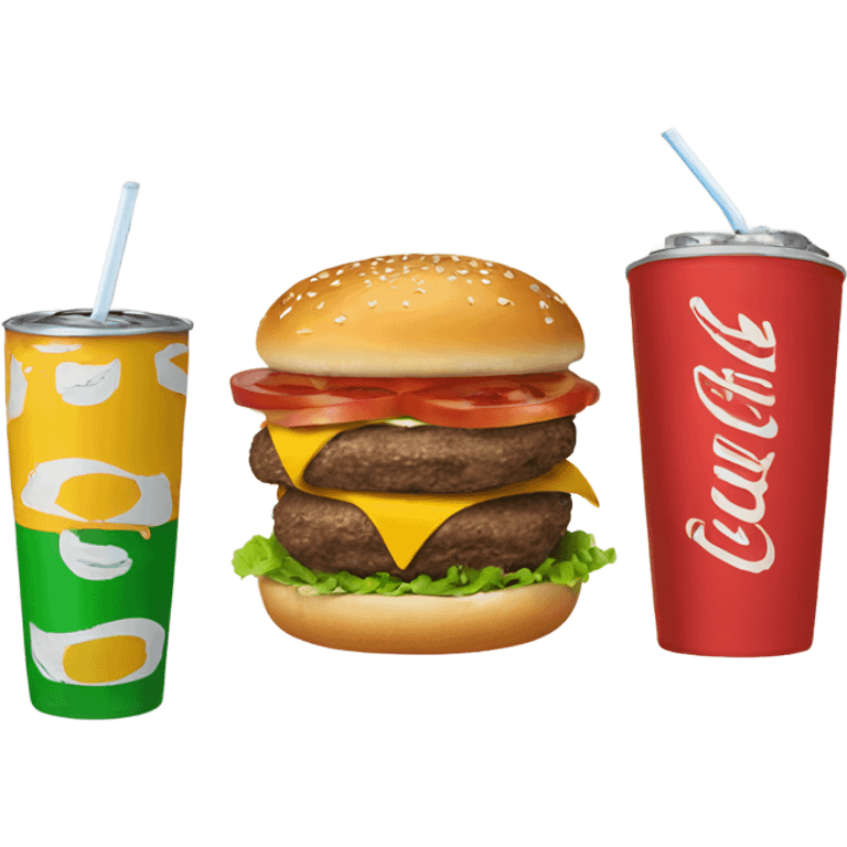 Two burgers and a soda emoji