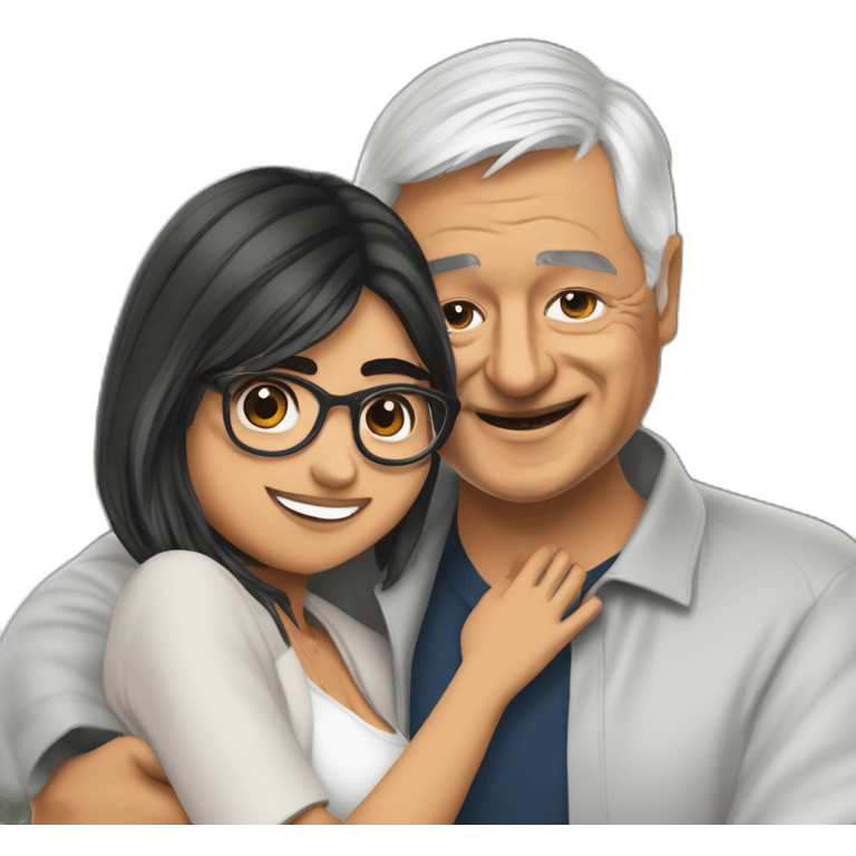 mia khalifa hugging to Andres Manuel Lopez Obrador fronted emoji