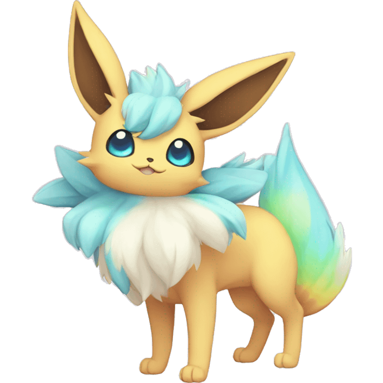 Colorful Pastel Kawaii Eeveelution-Cute-Pokémon-fusion full body emoji