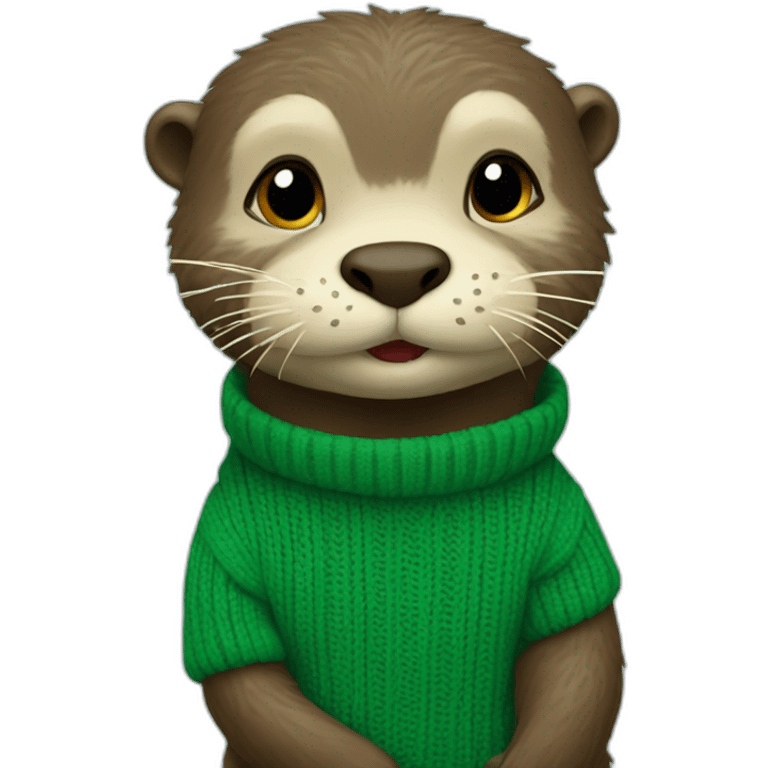 Otter in green sweater labeled "M" emoji