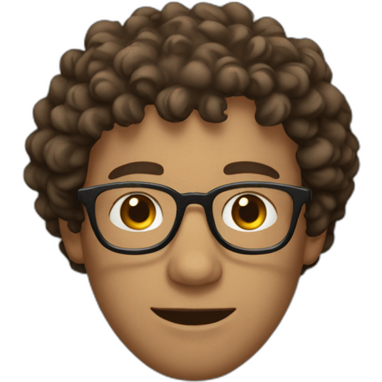 man with curly brown hair and semi-round glasses emoji