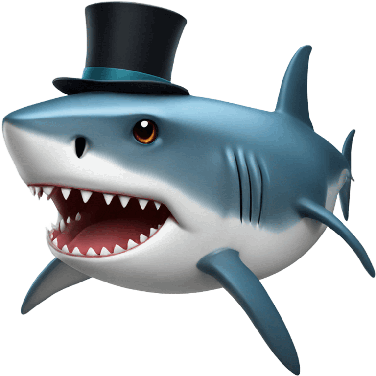 Shark with a top hat emoji