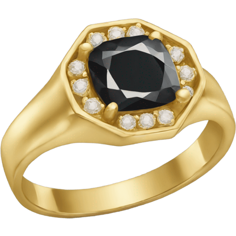 gold ring with black diamond emoji