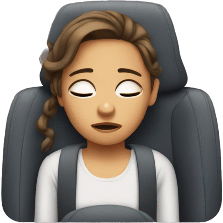 Tired girl in car emoji