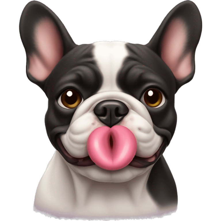 French bull dog blowing a kiss emoji