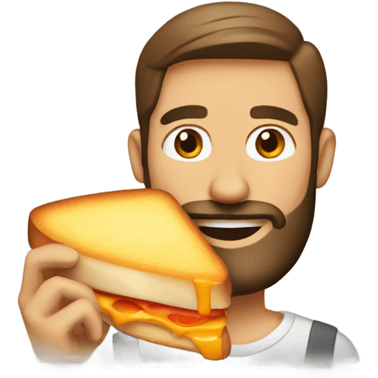 Guy with beard making a grilled cheese emoji