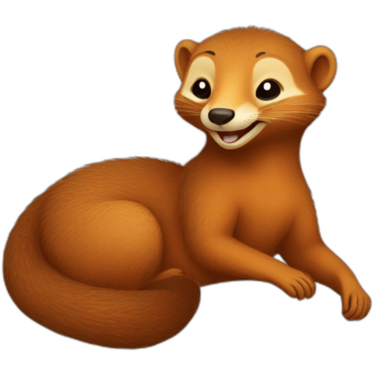 red cheerful smiling mongoose in bed emoji