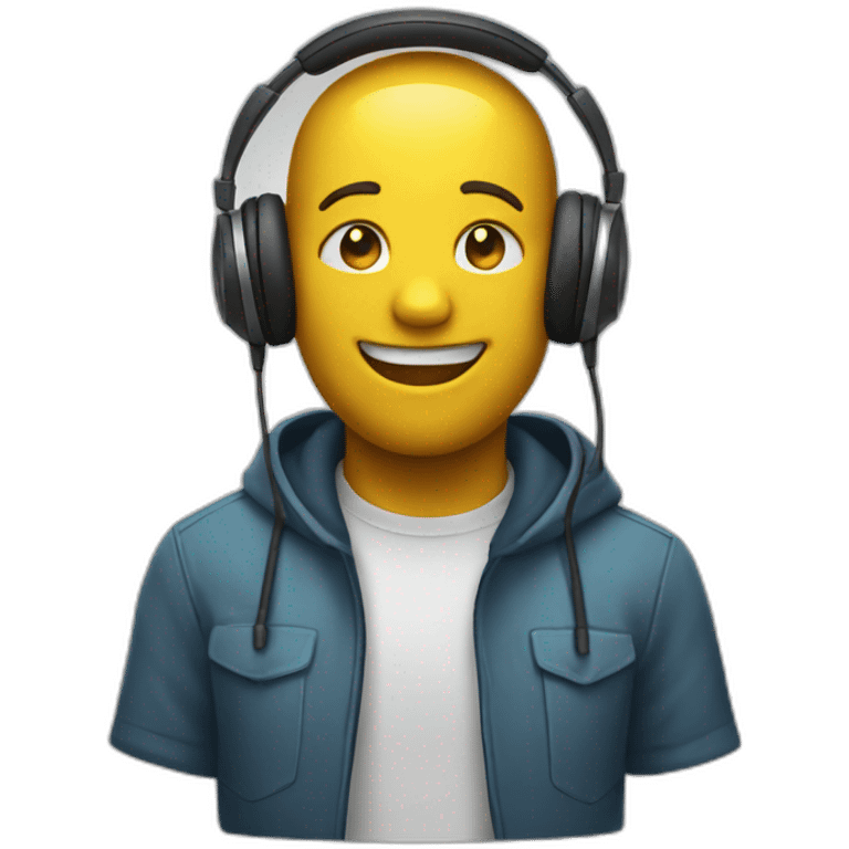 Relieved emoji with headphones emoji