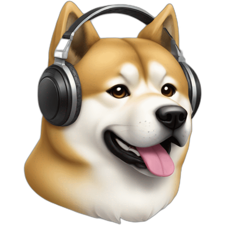 an Akita breed dog::1 with large DJ headphones emoji