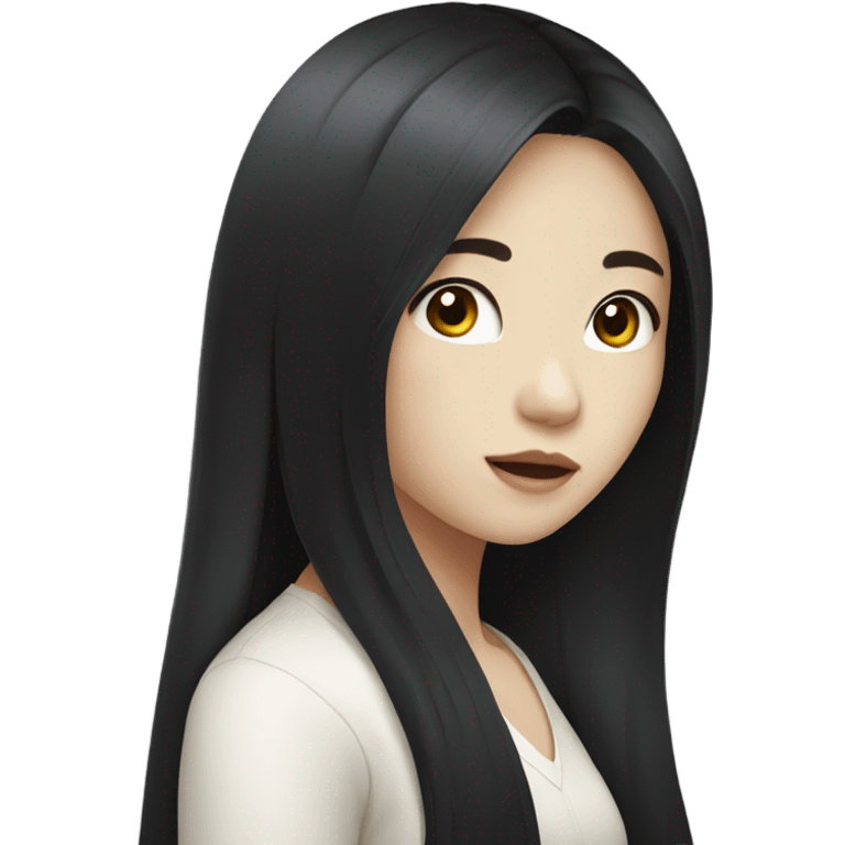 Pale korean girl with long black hair  emoji