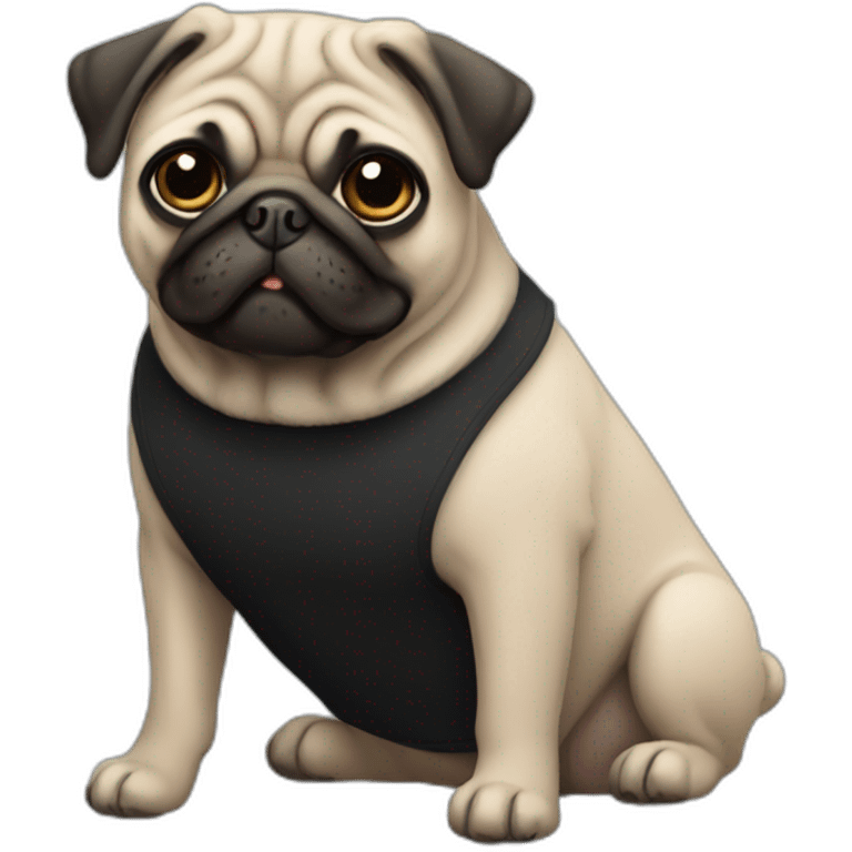 pug wearing a black t-shirt emoji