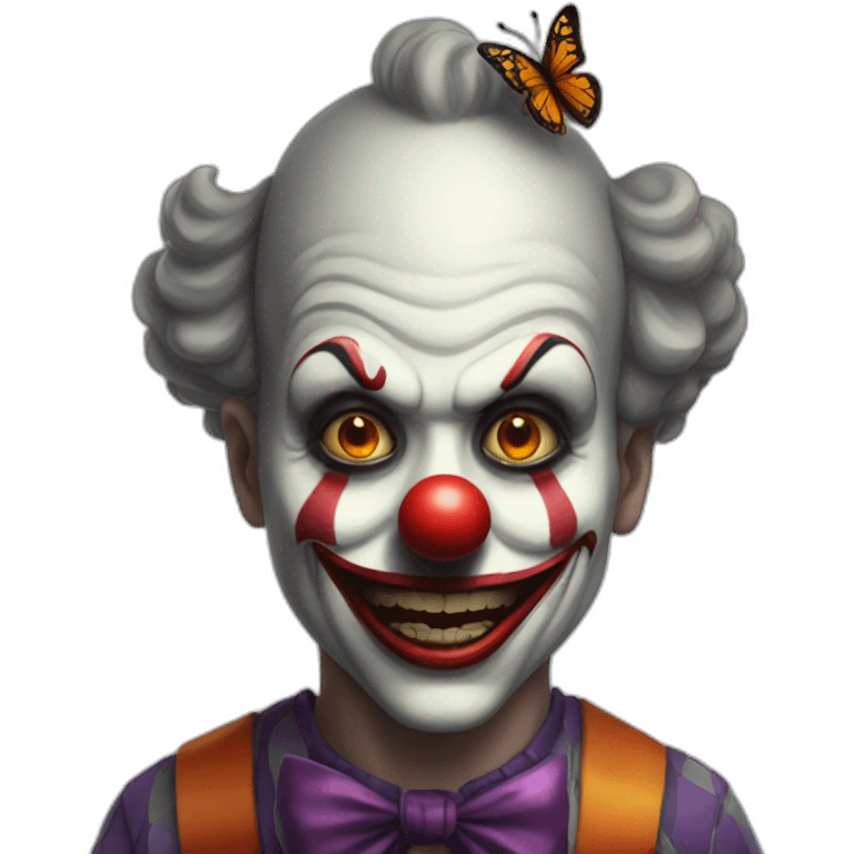 a sinister clown with a butterfly on his nose  emoji