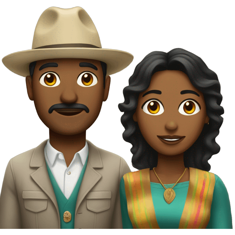 Mexican man and black woman couple emoji