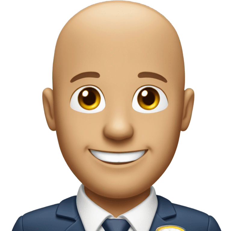 Bald smiling flight attendant guy in his 50’s emoji