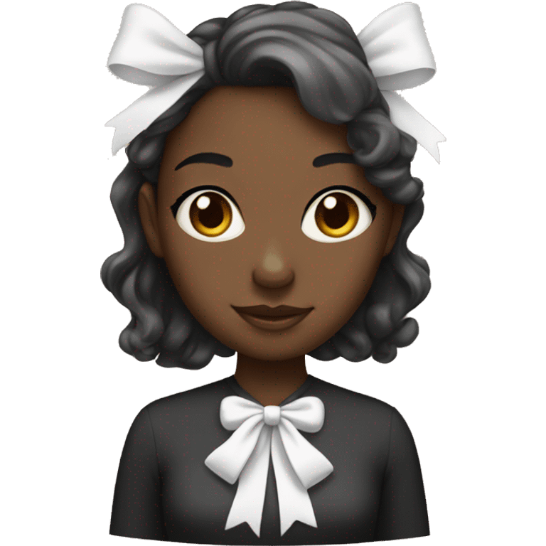 Black Girl with white bow  emoji