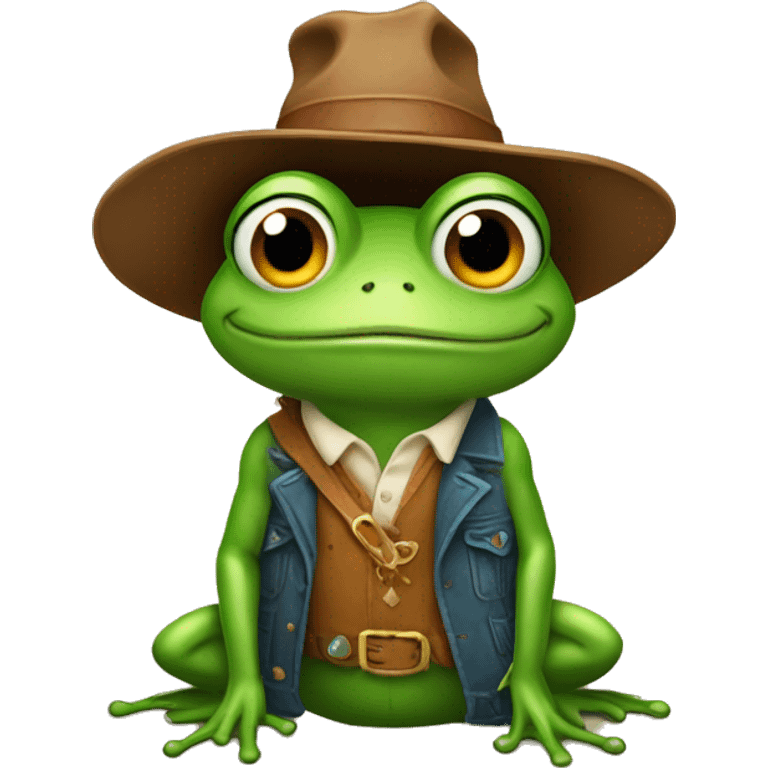 Frog with 🤠 and 😇 emoji