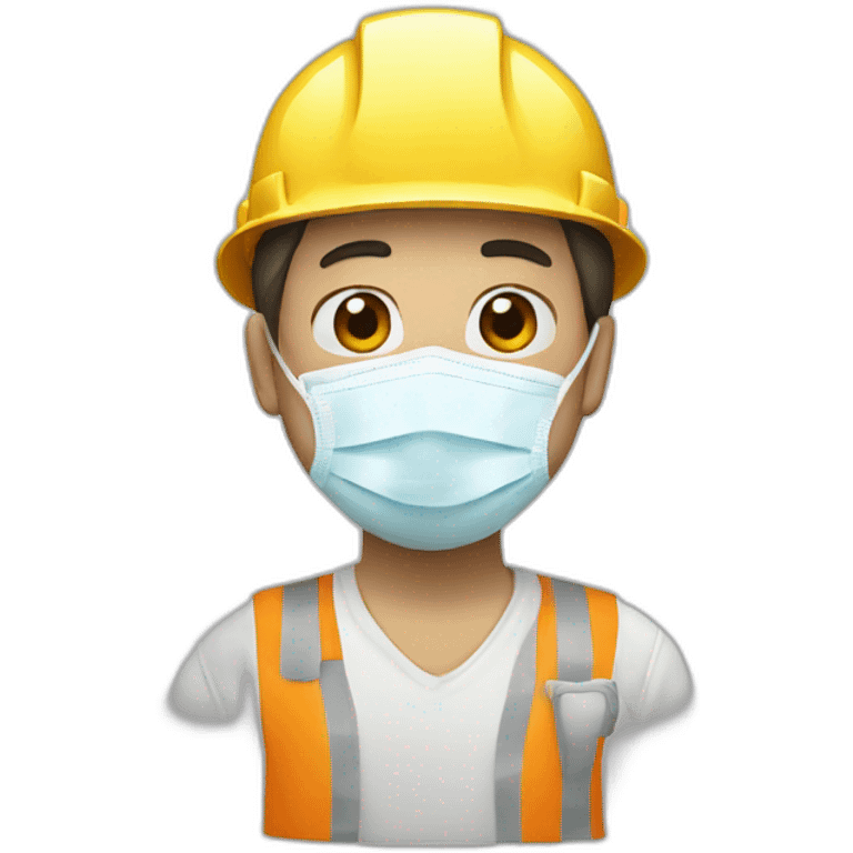 a construction worker in a white medical mask emoji