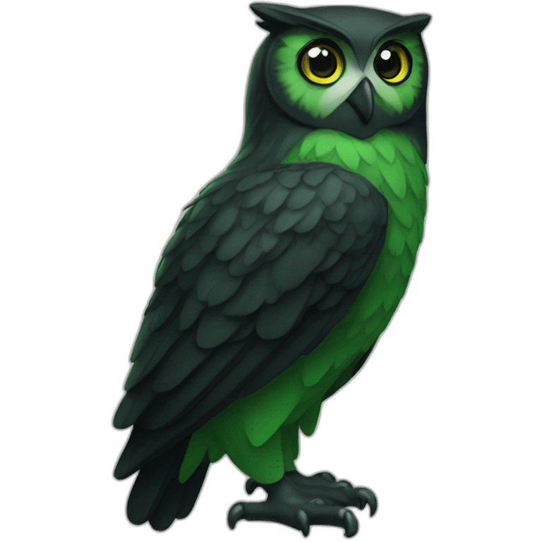 black and green owl emoji