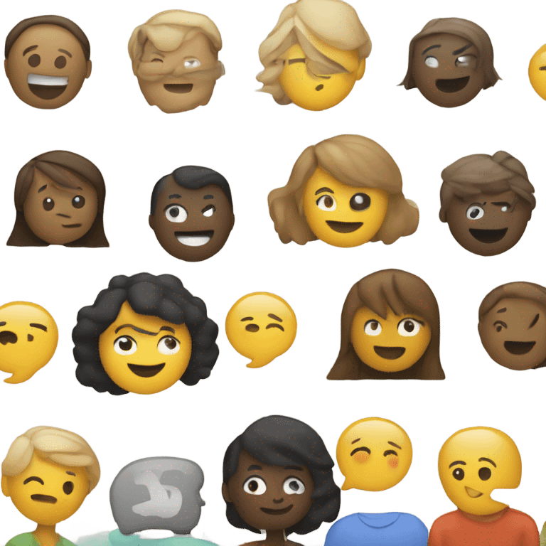 Three minimalistic speech bubbles overlapping, each containing a simple "A", "B", and "C" to represent diverse languages. emoji