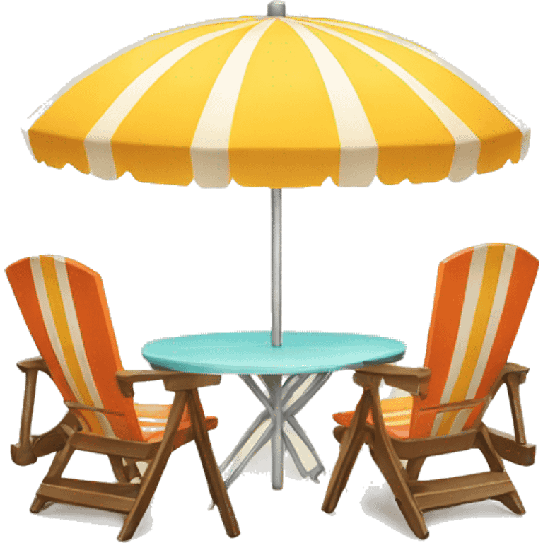 beach table with chair with Beach umbrella emoji