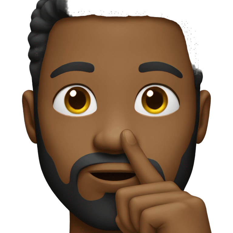 black man with a finger on mouth emoji