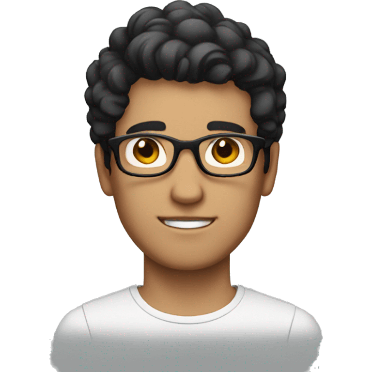 a guy white with glasses, with black hair and short hair emoji