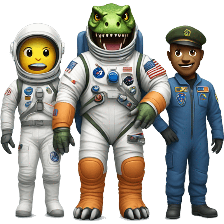 astronaut, t-rex and solider emoji