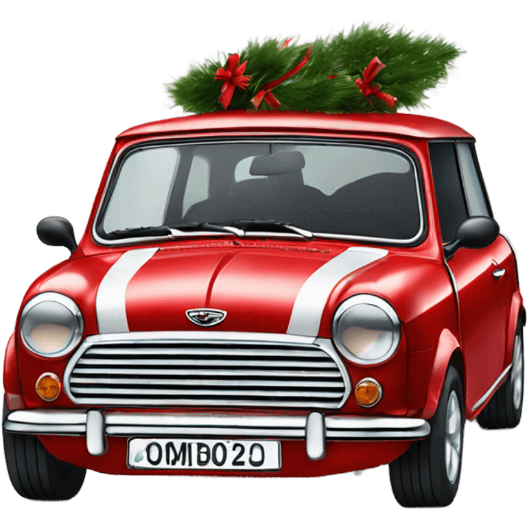 red mini cooper clubman decorated for xmas emoji