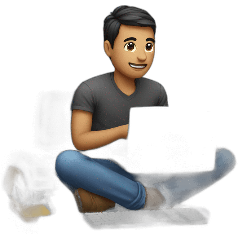 a man is playing computer game emoji