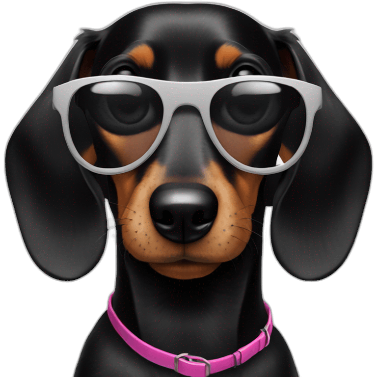 black dachshund in sunglasses head shot emoji