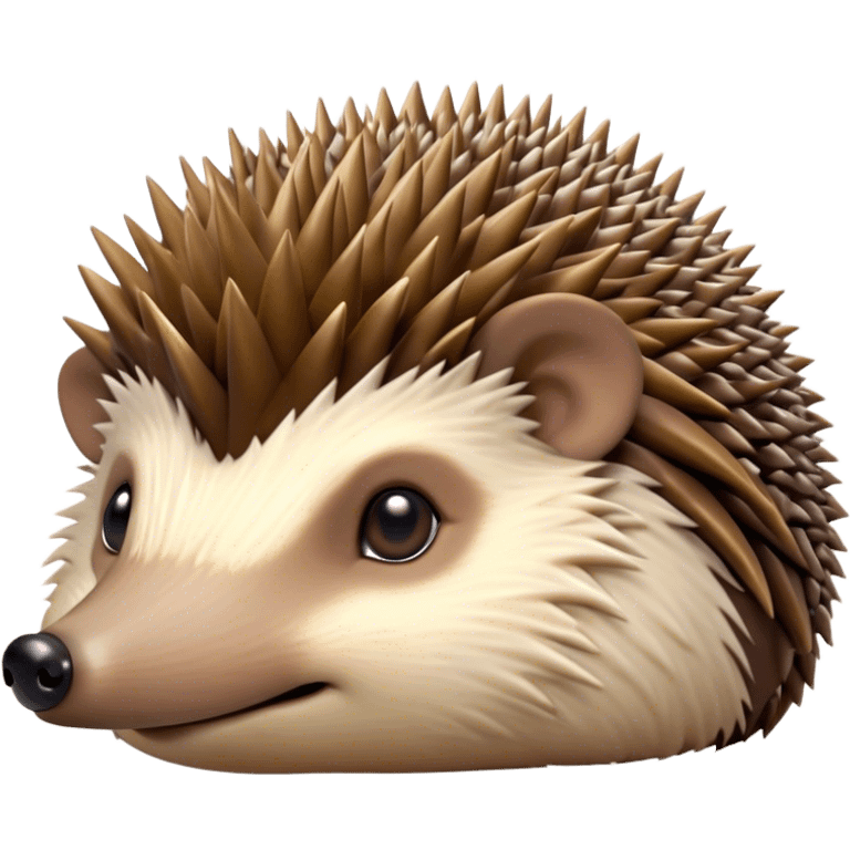 Cinematic Noble Hedgehog Portrait Emoji, Poised and regal, with a compact, spiky build and a rich, earthy Fur of brown spines and a soft underbelly, deep-set soulful beady eyes, Simplified yet sharp and sophisticated features, highly detailed, glowing with a warm, dignified glow, high shine, intelligent and endearing, stylized with an air of woodland charm, focused and attentive, soft glowing outline, capturing the essence of a watchful and confident little hedgehog, so majestic it feels as though it could scurry out of the screen with effortless authority! emoji