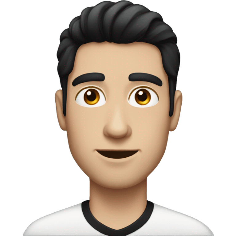 Realistic white guy with black hair and black clothes emoji