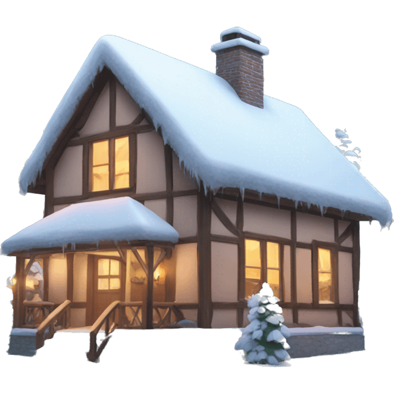 beautiful winter house with snow  emoji