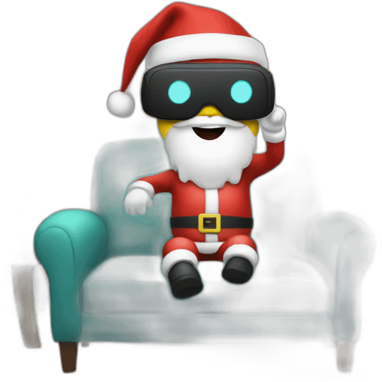 Santa in vr headset on couch emoji