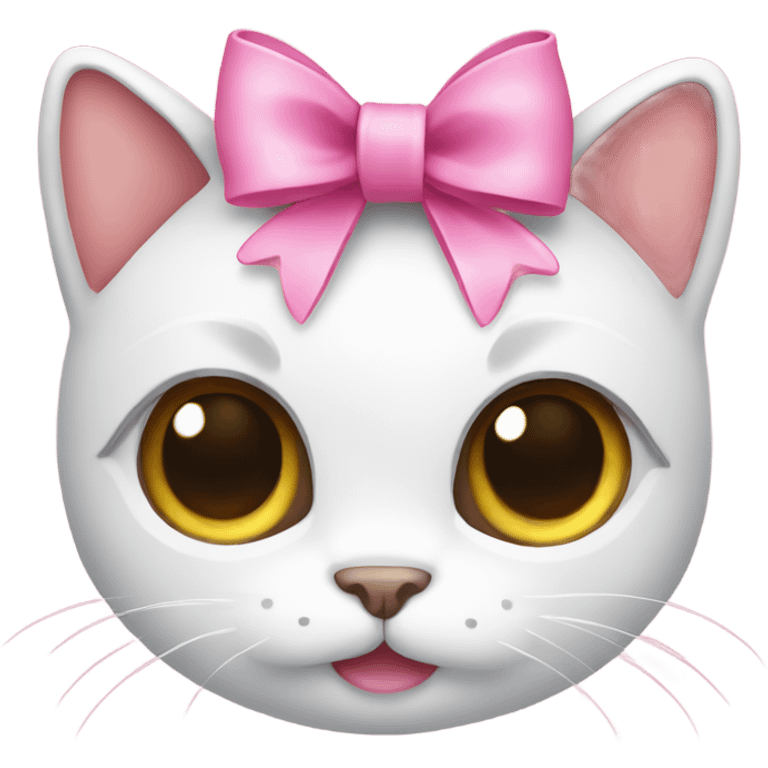 Cute cat with pink bow emoji