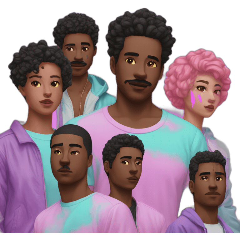 Vaporwave group of people with scars emoji