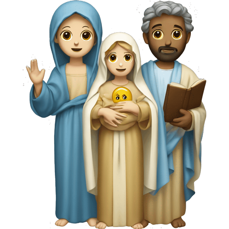 Virgin Mary, Saint Joseph and the child God emoji