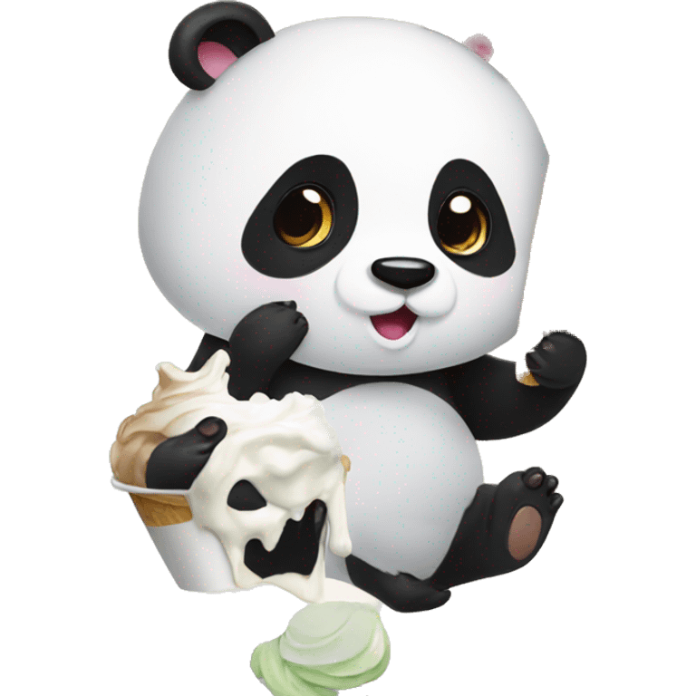 Panda eating ice cream emoji