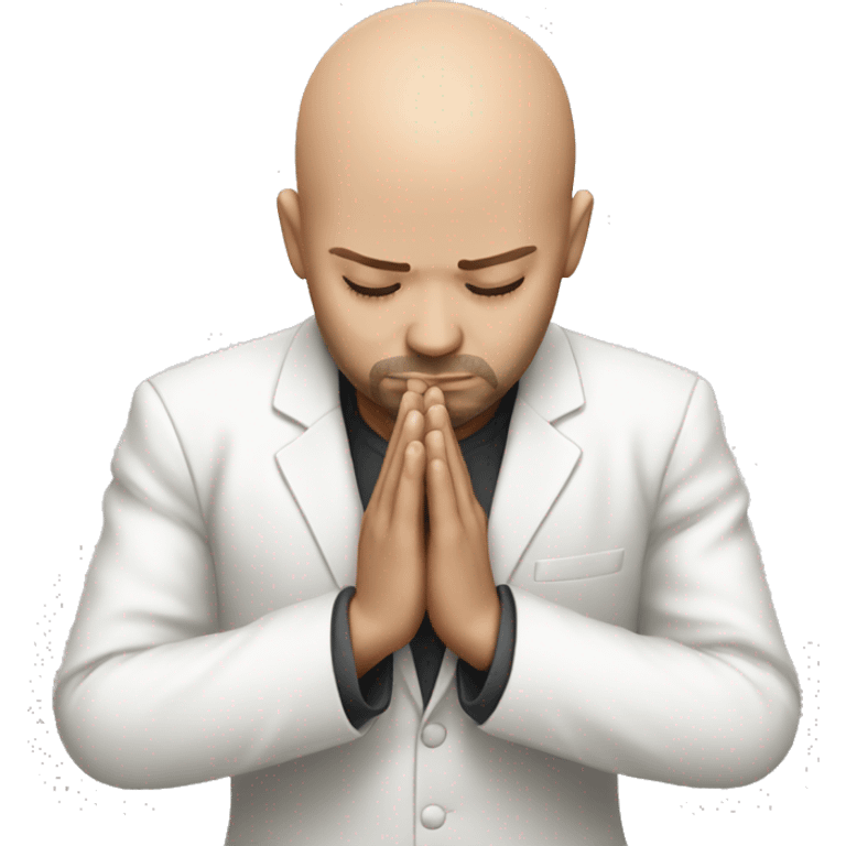 bald man praying white suit emoji