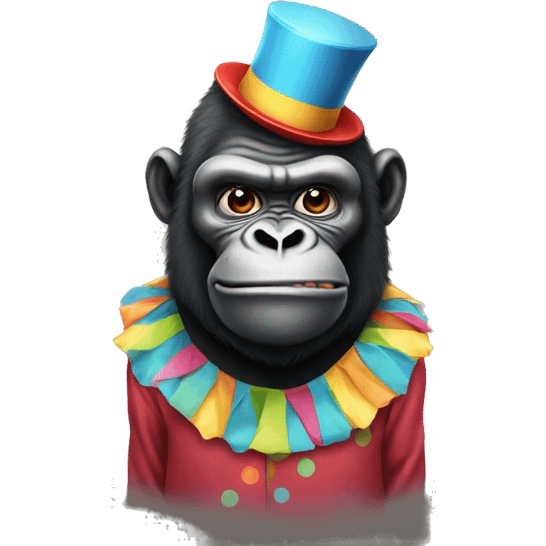 Gorilla wearing clown outfit  emoji