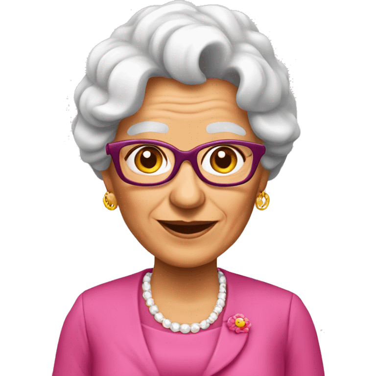 Señora anciana con vestido rosado  emoji