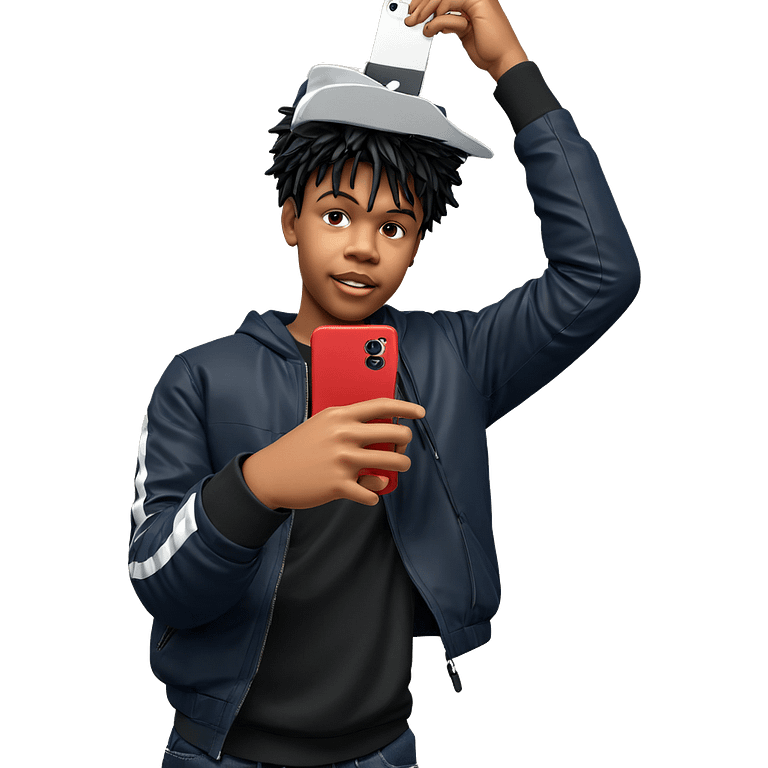 boy with phone and jacket emoji