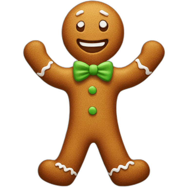 Gingerbread man waves his hand emoji