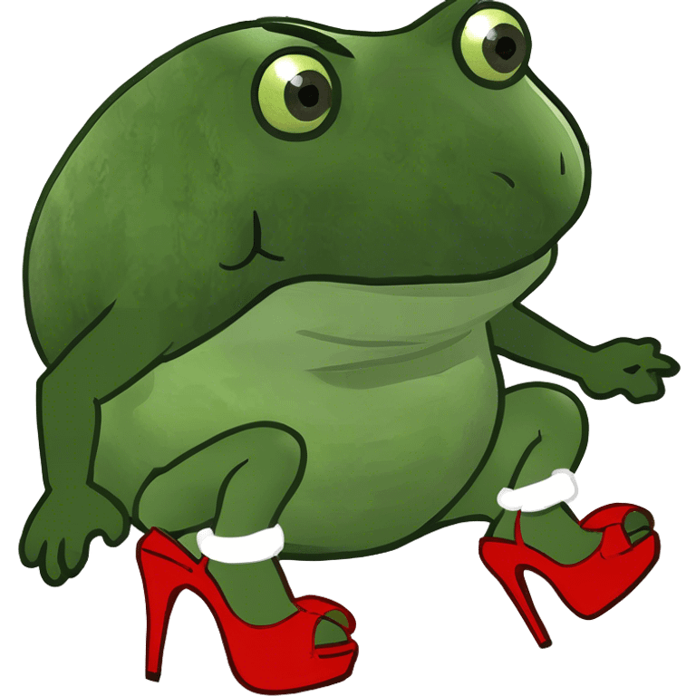 Bufo wearing high heels  and kick emoji